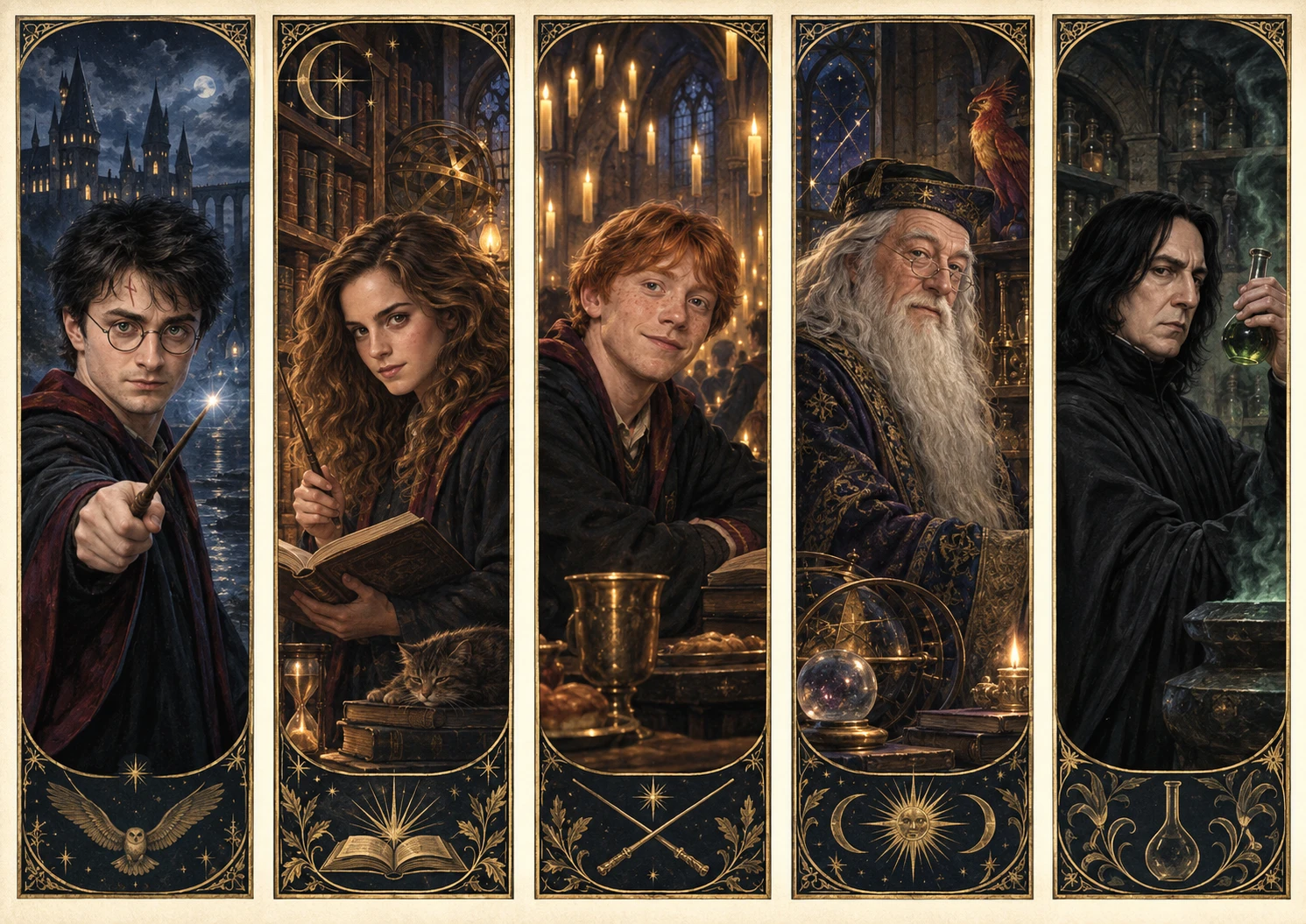 Folha A4 horizontal de marca-páginas de Harry Potter