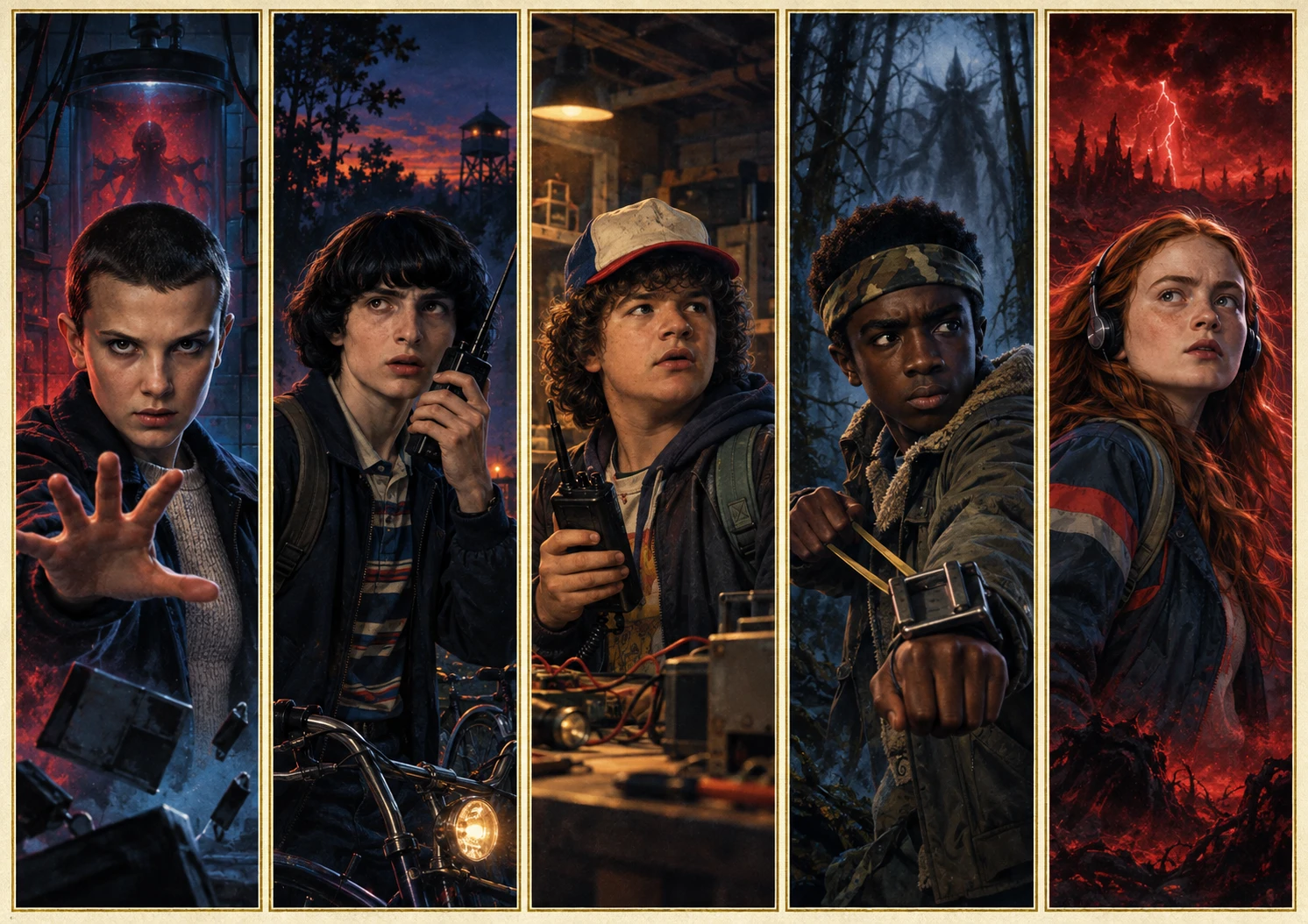 Folha A4 horizontal de marca-páginas de Stranger Things
